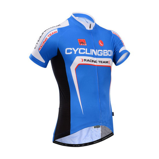 2014 Maillot Fox CyclingBox Tirantes Mangas Cortas Azul Y Blanco